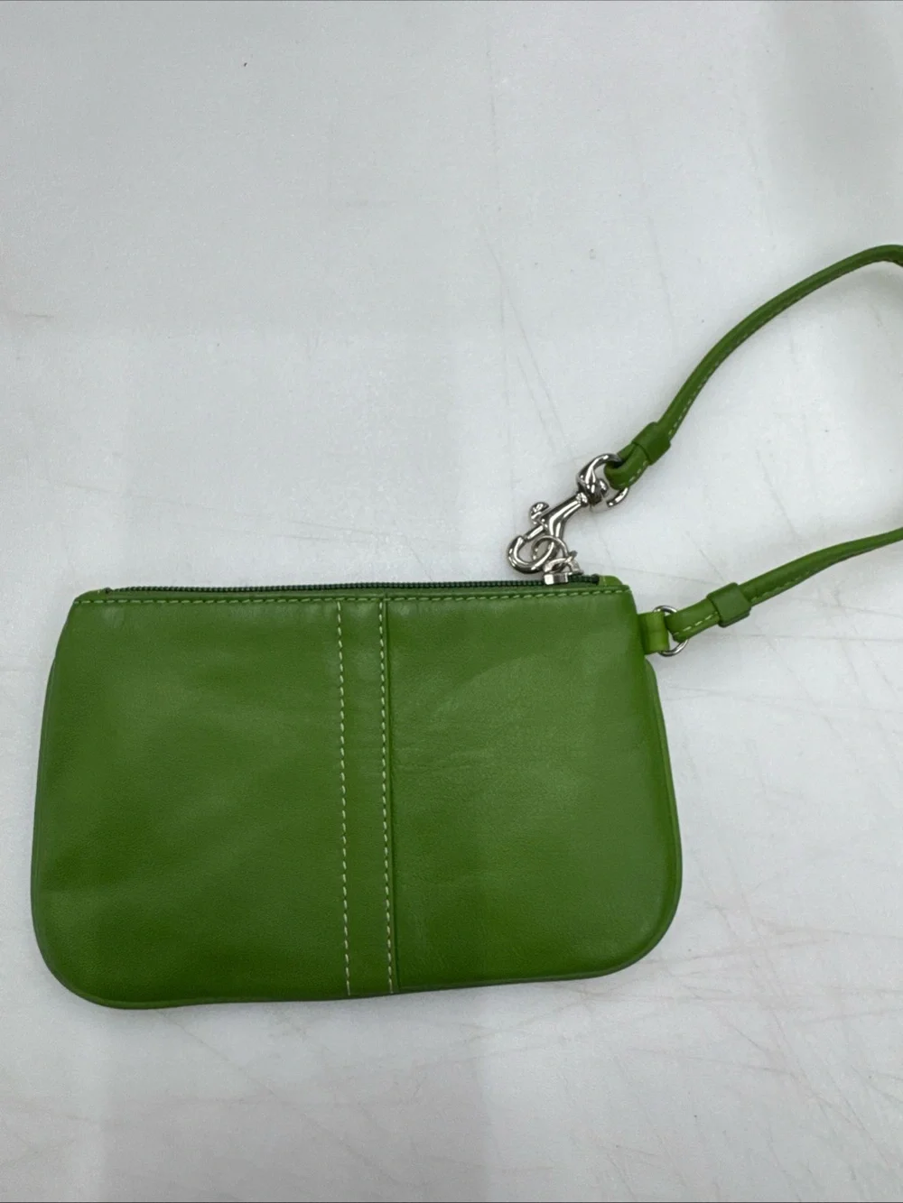 Vintage Coach Green Leather Mini Wristlet Pouch Y2K Zip Top Bag